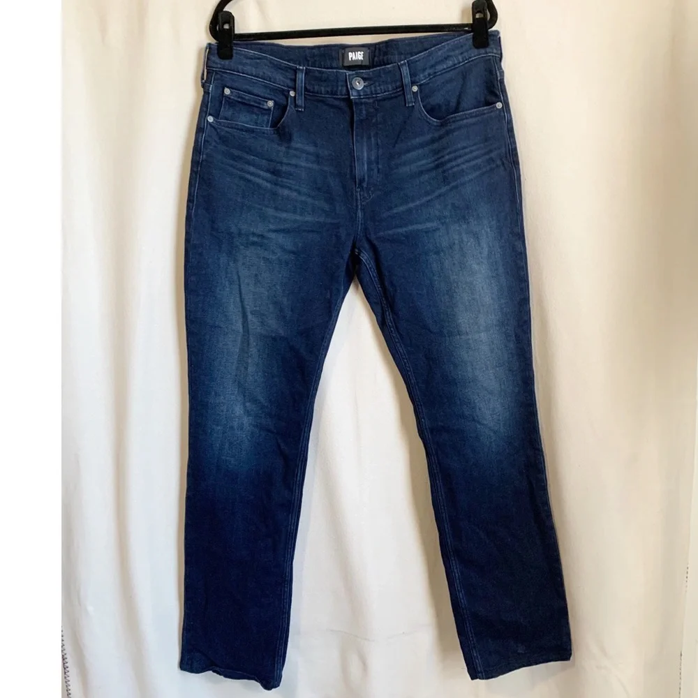 SALE🔥Paige Federal Mens Slim Fit Jeans Dark Blue 36x30 Stretch Blend Denim Wash